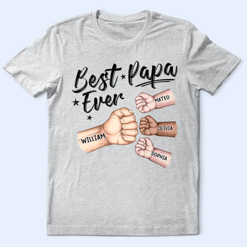 Gift For Father, Gift For Grandpa, Happy - Best Dad Grandpa Ever Fist Bump - Personalized T Shirt 