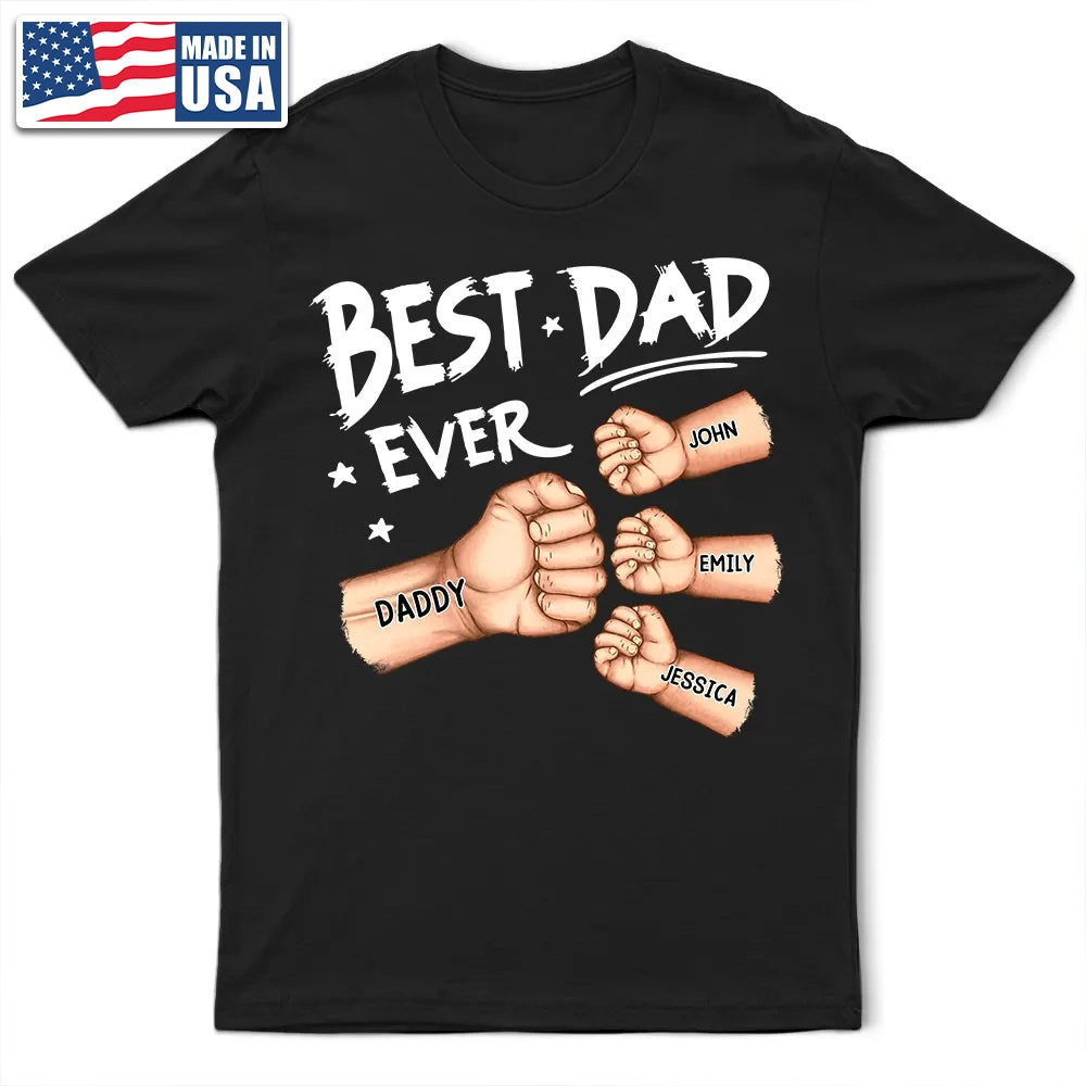 Gift For Father,Gift For Grandpa,Dad - Children,Happy - Best Dad Grandad Ever Fist Bump - Personalised T Shirt