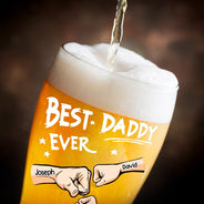 Gift For Grandpa, Gift For Father, Happy - Best Dad Grandpa Ever Kid Fist Bump - Personalized Pilsner Glass