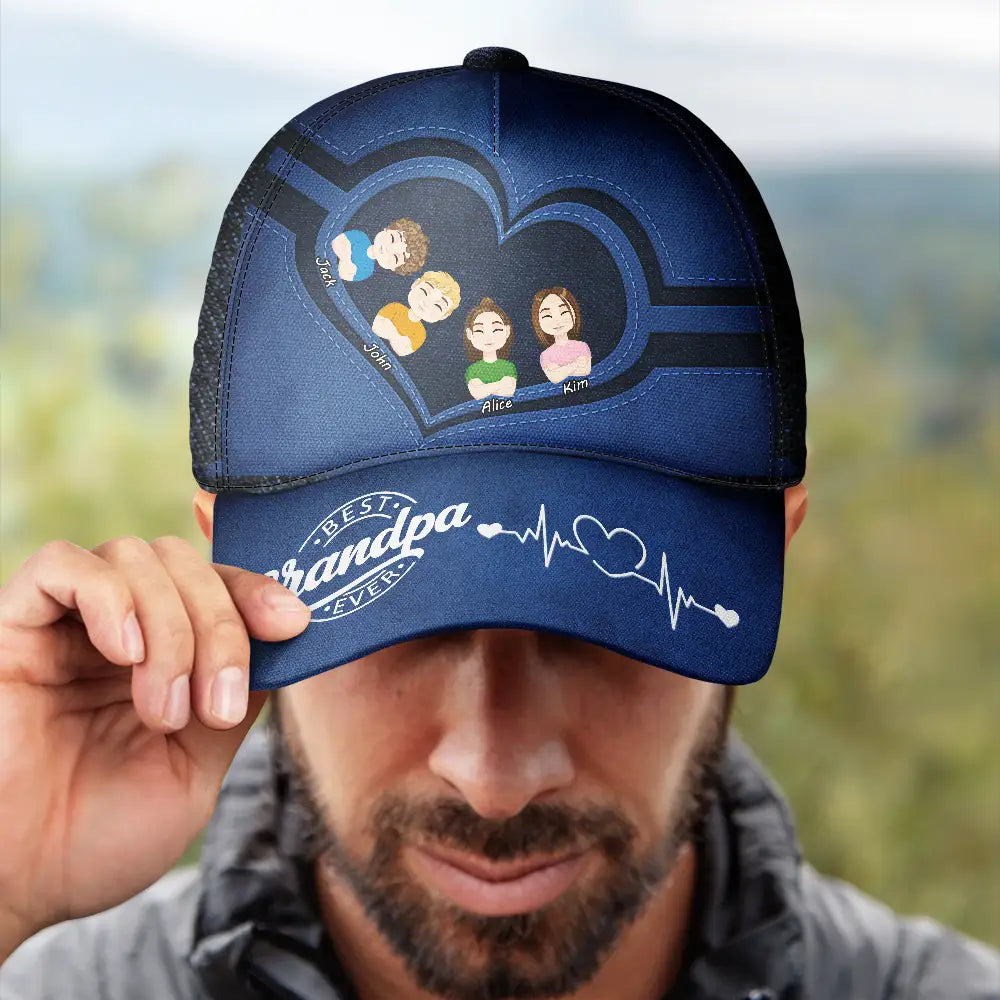 Gift For Father, Gift For Grandpa, Dad - Children, Grandpa - Grandkids, Happy - Best Dad Grandpa Ever Kid Grandkid Dog Cat - Personalized Classic Cap