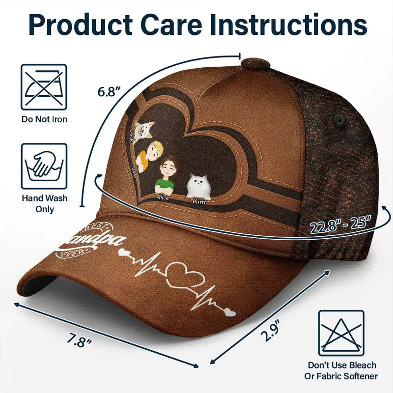 Gift For Father, Gift For Grandpa, Dad - Children, Grandpa - Grandkids, Happy - Best Dad Grandpa Ever Kid Grandkid Dog Cat - Personalized Classic Cap