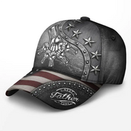 Gift For Grandpa,Gift For Father,Independence Day,Icon,Proud - Best Dad Papa Ever Metal Effect Hand Punch - Personalized Classic Cap