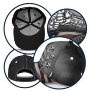 Gift For Grandpa,Gift For Father,Independence Day,Icon,Proud - Best Dad Papa Ever Metal Effect Hand Punch - Personalized Classic Cap