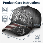 Gift For Grandpa,Gift For Father,Independence Day,Icon,Proud - Best Dad Papa Ever Metal Effect Hand Punch - Personalized Classic Cap
