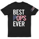 Best Dad Papa Ever Stars And Stripes With Names On Sleeves - Personalized T Shirt