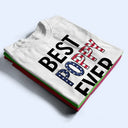 Best Dad Papa Ever Stars And Stripes With Names On Sleeves - Personalized T Shirt