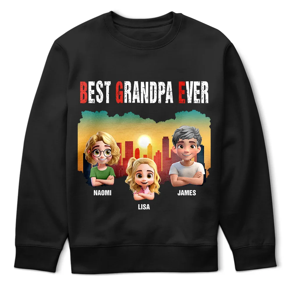 Gift For Father, Gift For Grandpa, Happy - Best Dad Papa Grandpa Ever Retro Sunset City - Personalized T Shirt