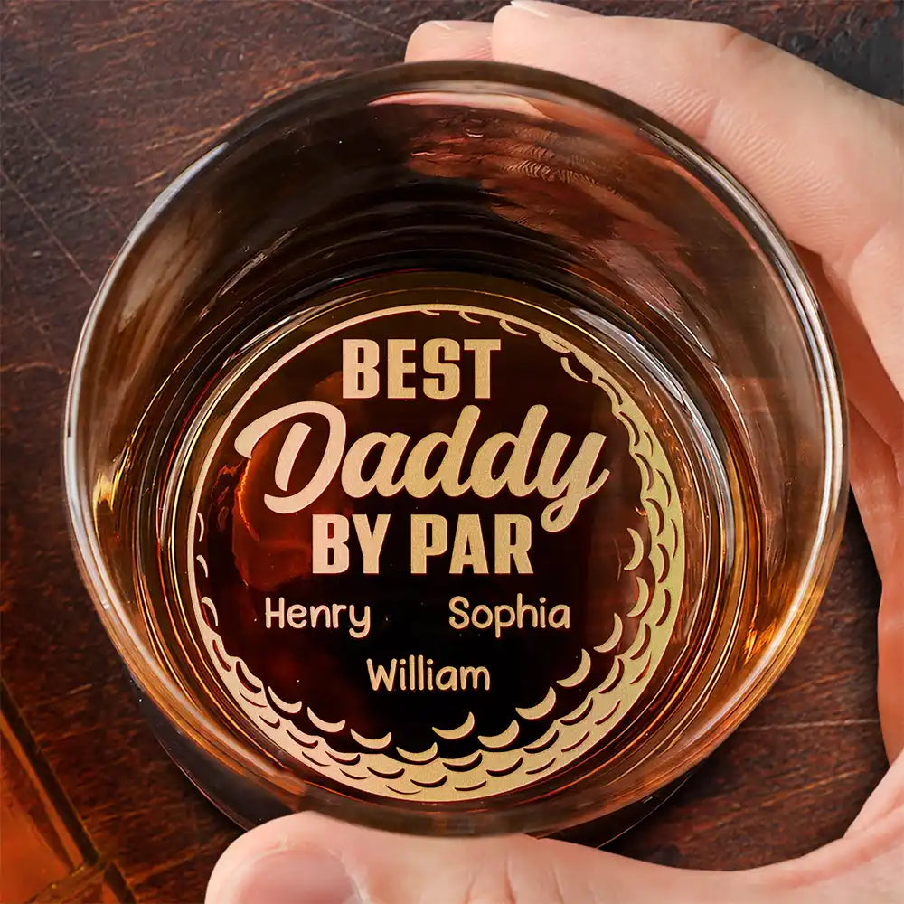 Happy,Sport Dad,Golf,Gift For Father,Gift For Men - Best Daddy By Par - Personalized Engraved Whiskey Glass