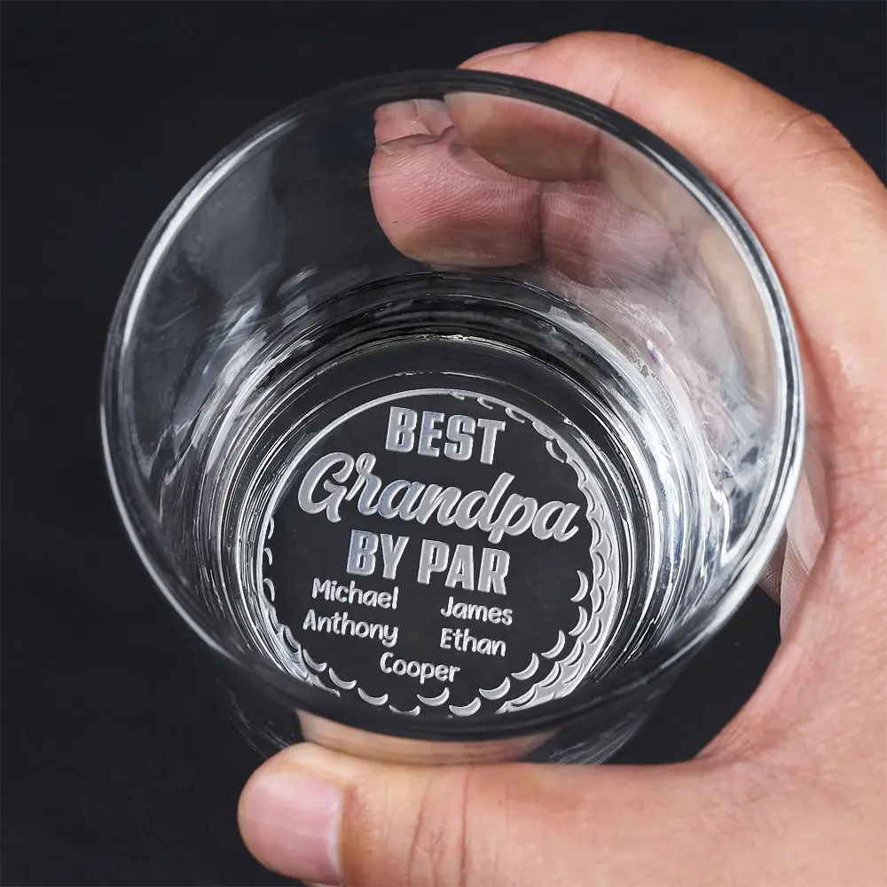 Happy,Sport Dad,Golf,Gift For Father,Gift For Men - Best Daddy By Par - Personalized Engraved Whiskey Glass