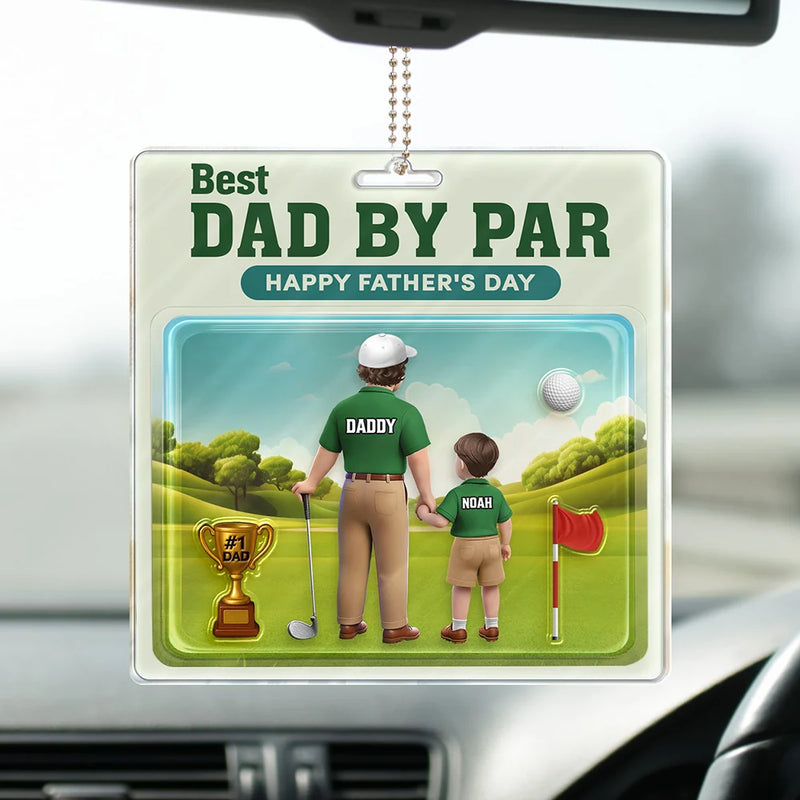 Happy, Sport Dad, Golf, Gift For Father, Gift For Men - Best Daddy By Par 3D Effect - Personalized Acrylic Car Hanger