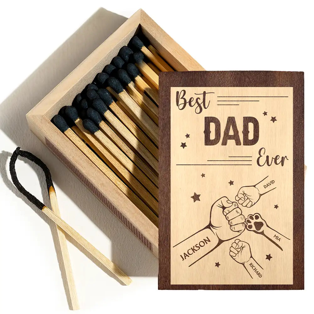 Gift For Grandpa,Grandpa - Grandkids,Gift For Father,Dad - Children,Non-Eng - Best Daddy Grandpa Ever - Personalized Wooden Matchbox