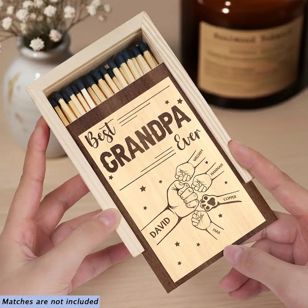 Best Daddy Grandpa Ever - Personalized Wooden Matchbox