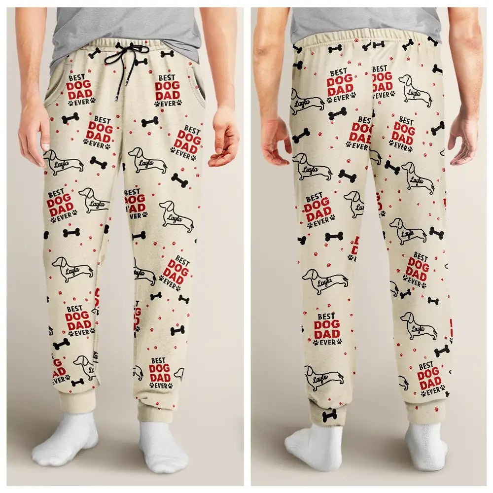Pet Lovers,Pet Mom,Pet Dad,Dog Lovers,Dog Mom,Dog Dad,Love - Best Dog Dad Dog Mom Pattern - Personalized Pajama Pants
