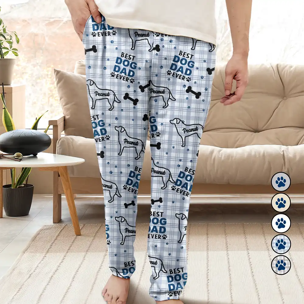 Best Dog Dad Dog Mom Pattern - Personalized Pajama Pants