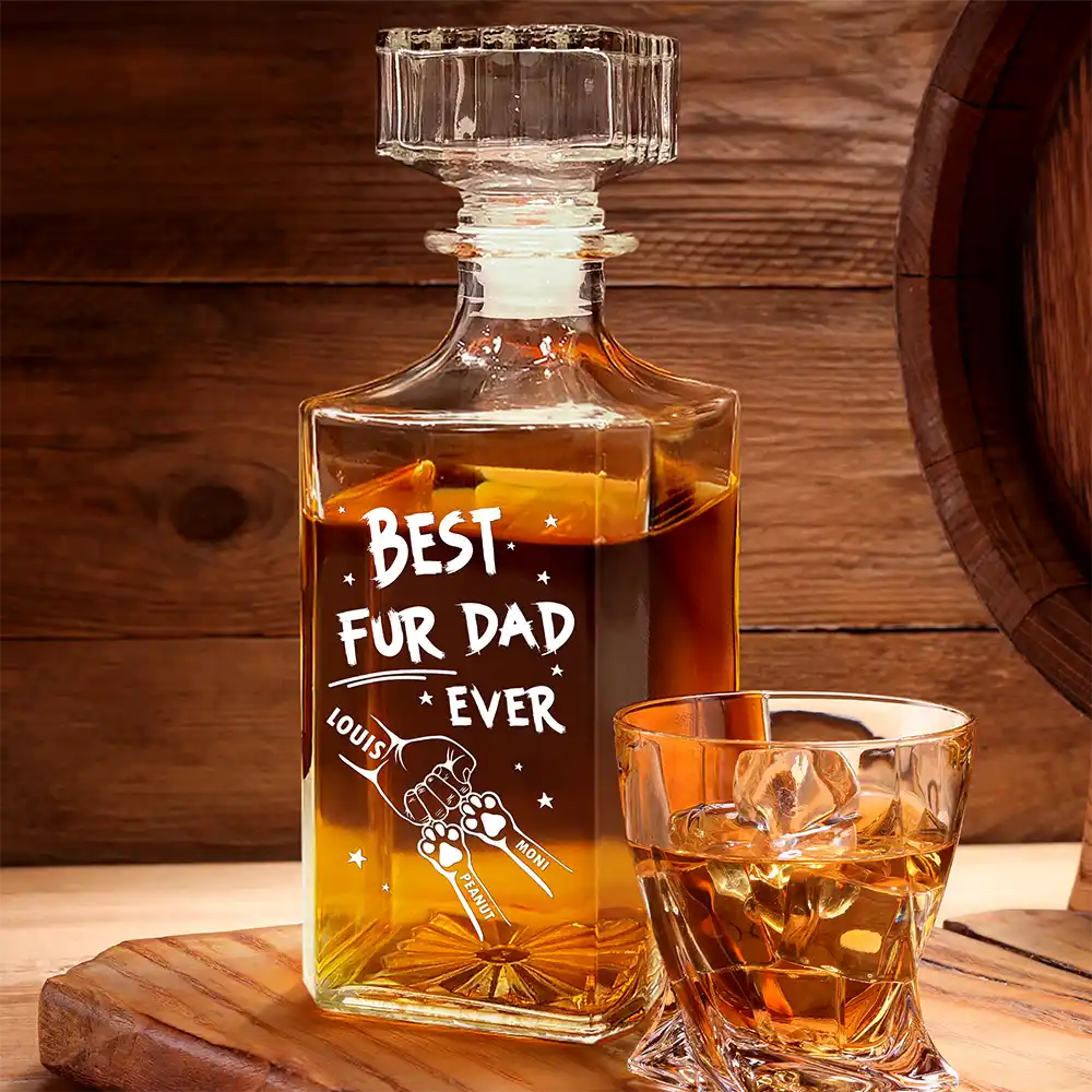 Dog Lovers,Happy,Dog Dad - Best Dog Dad Ever - Personalized Square Whiskey Bottle