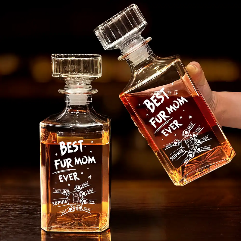 Dog Lovers,Happy,Dog Dad - Best Dog Dad Ever - Personalized Square Whiskey Bottle