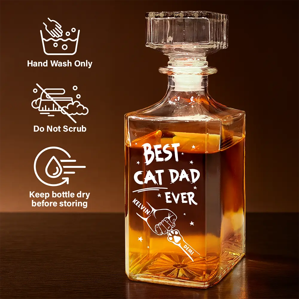 Dog Lovers,Happy,Dog Dad - Best Dog Dad Ever - Personalized Square Whiskey Bottle
