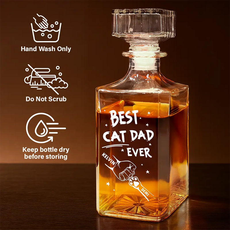Dog Lovers,Happy,Dog Dad - Best Dog Dad Ever - Personalized Square Whiskey Bottle