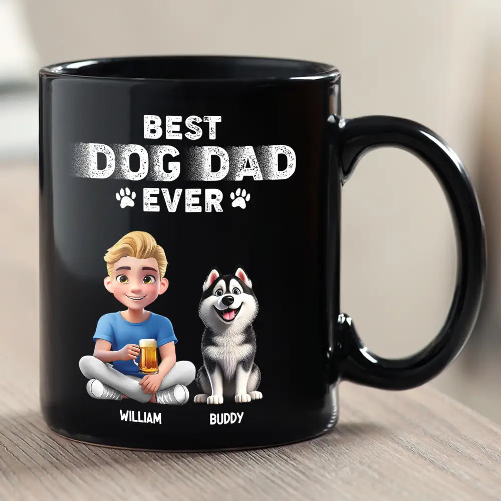Pet Lovers,Pet Dad - Best Dog Dad Ever 3D Effect - Personalized Black Mug