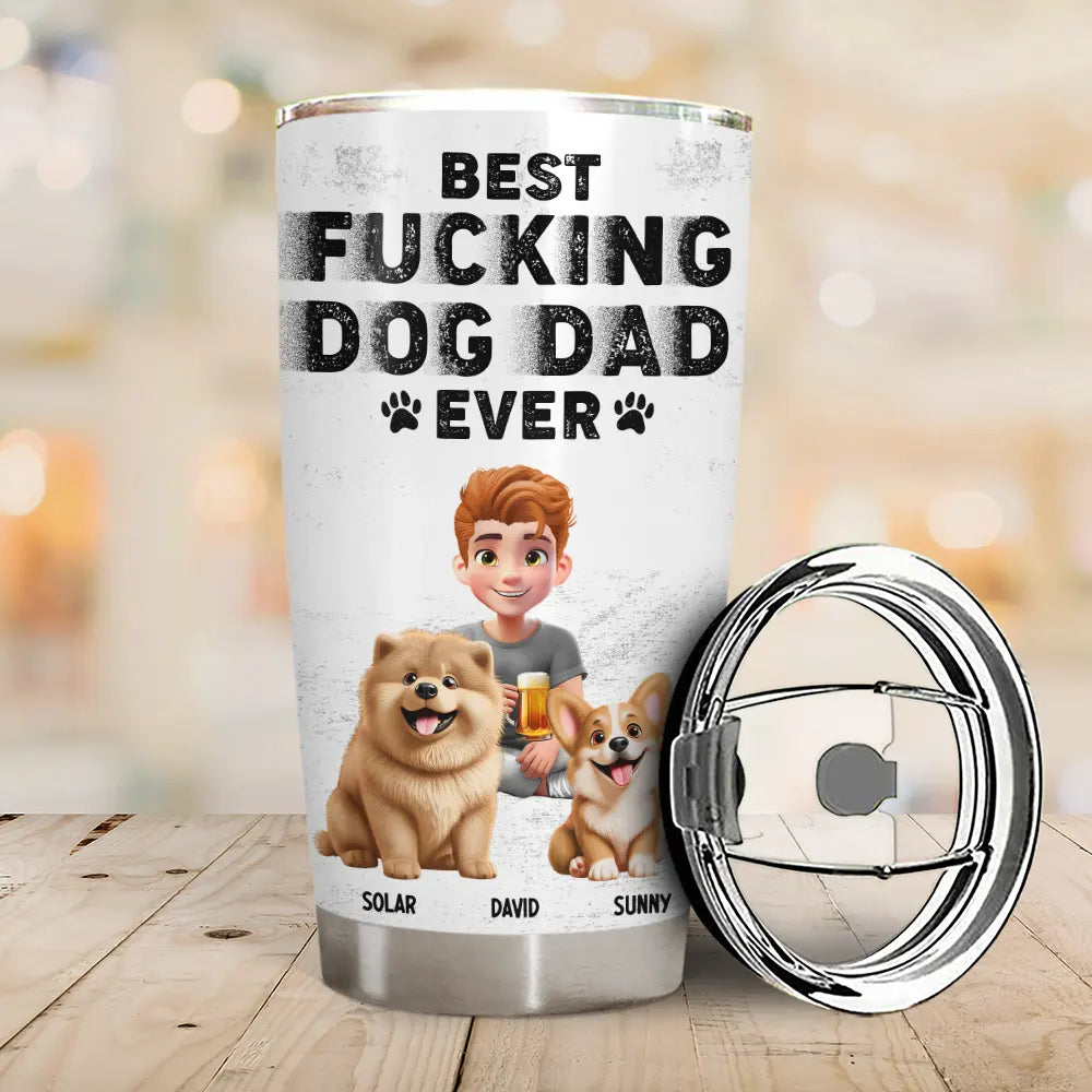 Pet Lovers,Pet Dad,Dog Lovers,Dog Dad - Best Dog Dad Ever 3D Effect - Personalized Tumbler