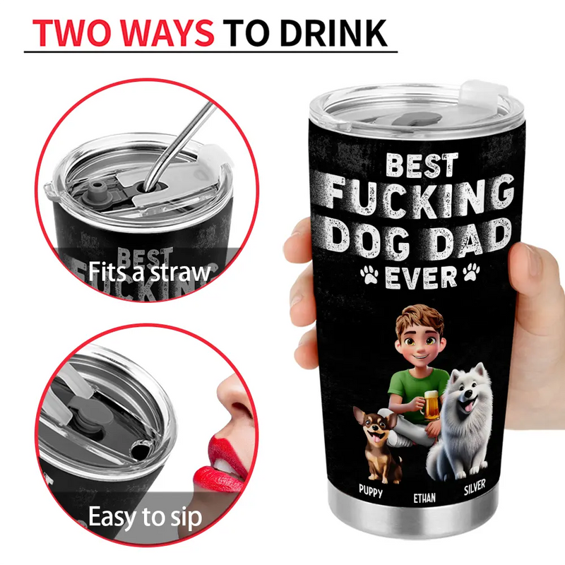 Pet Lovers,Pet Dad,Dog Lovers,Dog Dad - Best Dog Dad Ever 3D Effect - Personalized Tumbler