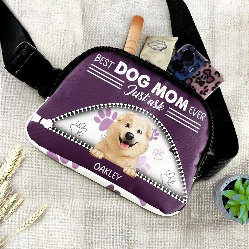 Gift For Husband,Gift For Men,Gift For Father,Happy,Gift For Yourself,Dog Lovers,Dog Dad,Gift For Wife,Gift For Women,Gift For Mother,Dog Mom - Best Dog Dad Ever Just Ask - Personalized Crossbody Belt Bag
