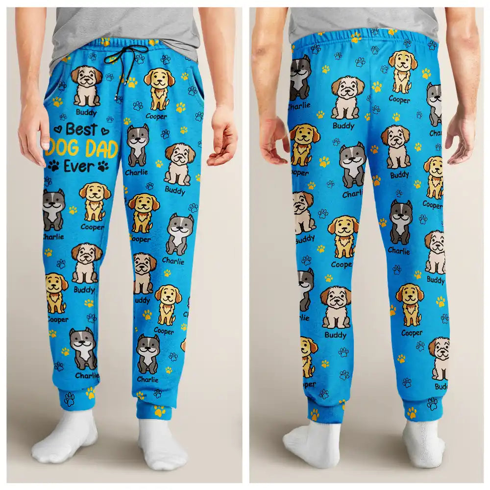 Pet Mom,Cat Lovers,Pet Lovers,Dog Lovers,Cat Mom,Dog Mom,Happy,Pet Dad,Dog Dad,Cat Dad - Best Dog Mom Ever Color Stick Figure Dog Cat - Personalized Pajama Pants