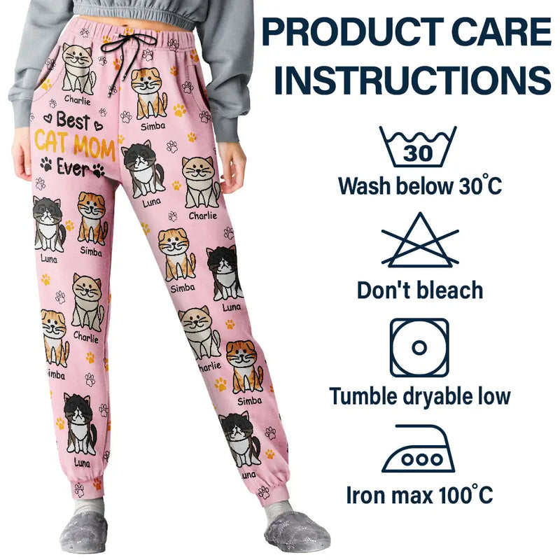 Pet Mom,Cat Lovers,Pet Lovers,Dog Lovers,Cat Mom,Dog Mom,Happy,Pet Dad,Dog Dad,Cat Dad - Best Dog Mom Ever Color Stick Figure Dog Cat - Personalized Pajama Pants