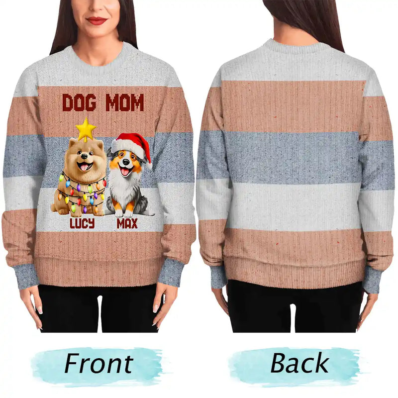 Dog Lovers, Pet Lovers, Funny - Best Dog Mom Ever Funny 3D Cute Dogs - Personalized Unisex Ugly Sweater
