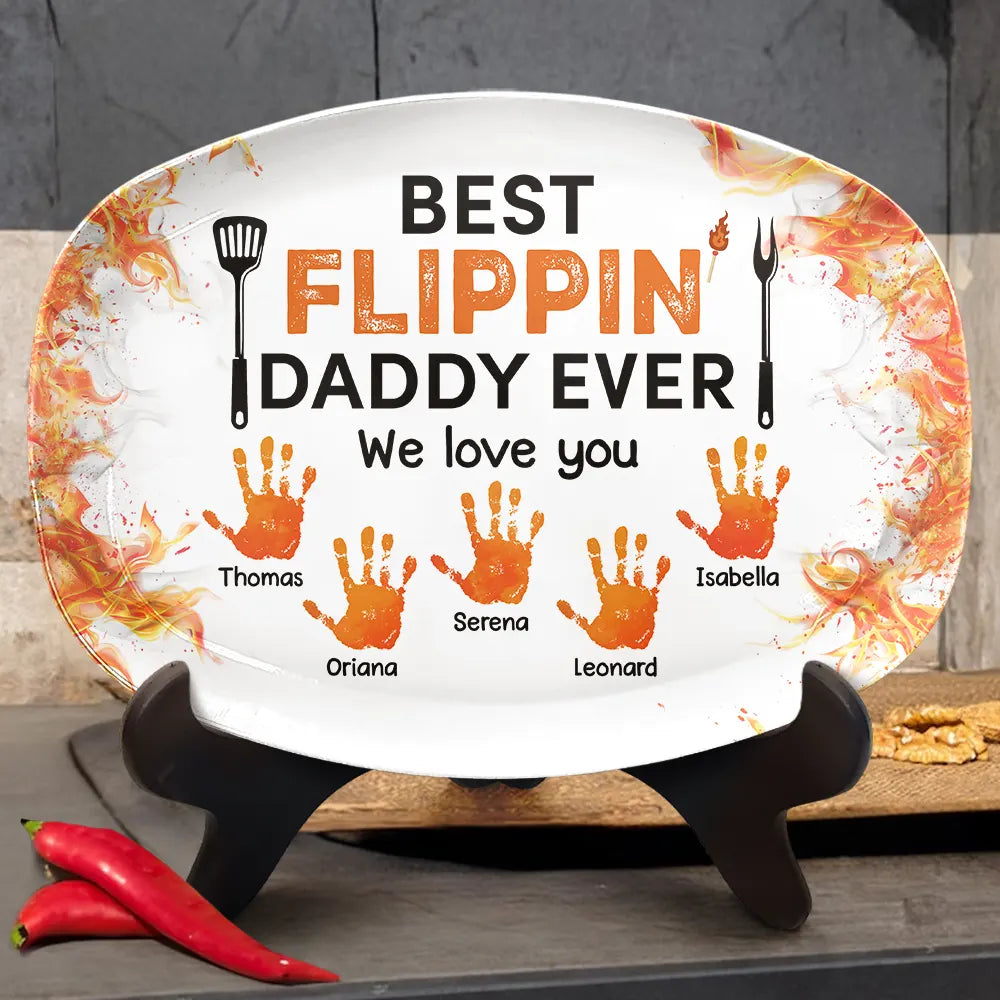Gift For Father,Dad's Hobby,Grilling,Cooking - Best Flippin' Dad Ever - Personalized Plate