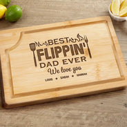 Grilling, Gift For Father, Happy - Best Flippin' Dad Ever We Love You - Personalized Wooden Cutting Board