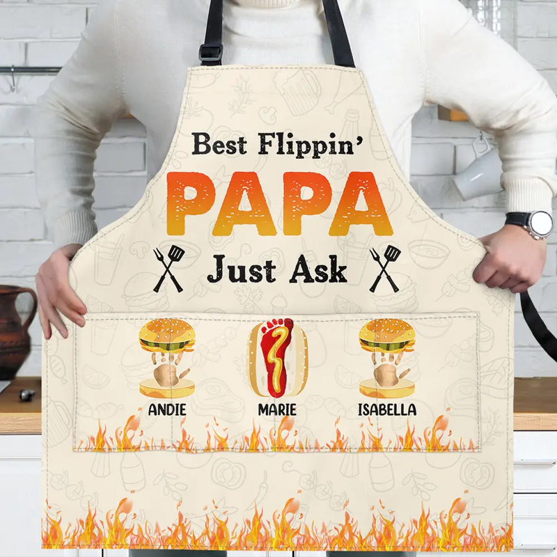 Grilling,Dad's Hobby,Gift For Father,Gift For Grandpa,Funny - Best Flippin' Dad Jusk Ask - Personalized Apron
