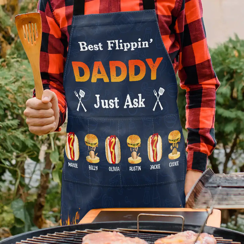 Grilling,Dad's Hobby,Gift For Father,Gift For Grandpa,Funny - Best Flippin' Dad Jusk Ask - Personalized Apron