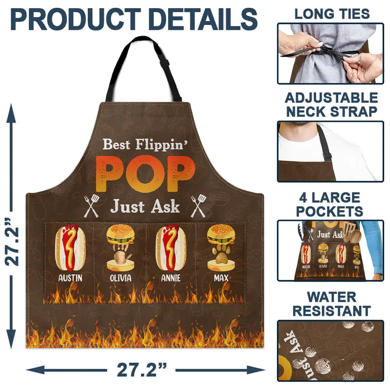 Grilling,Dad's Hobby,Gift For Father,Gift For Grandpa,Funny - Best Flippin' Dad Jusk Ask - Personalized Apron