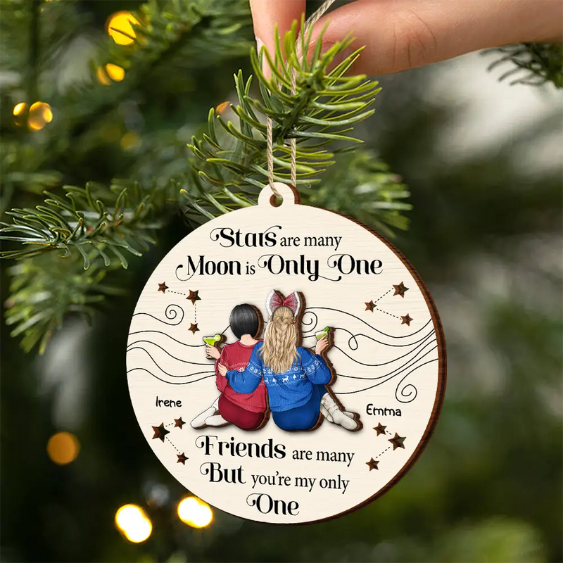 Christmas, Gift For Bestie, Happy - Best Friend You Are The Only One - Personalized 2-Layered Wooden Ornament