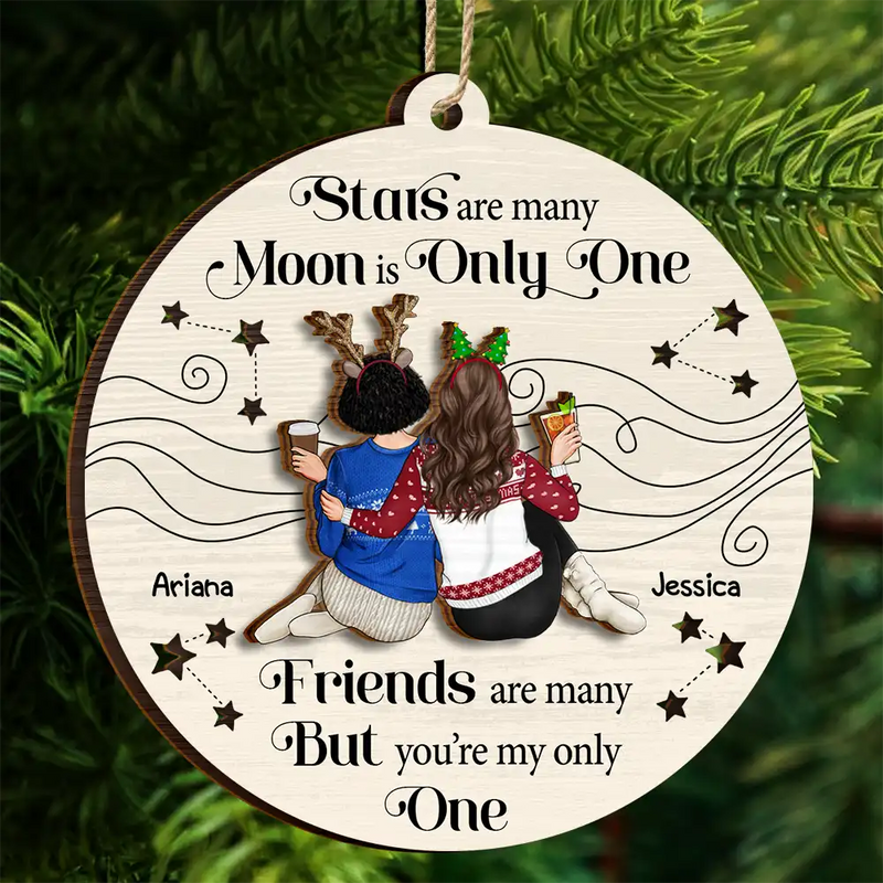 Christmas, Gift For Bestie, Happy - Best Friend You Are The Only One - Personalized 2-Layered Wooden Ornament
