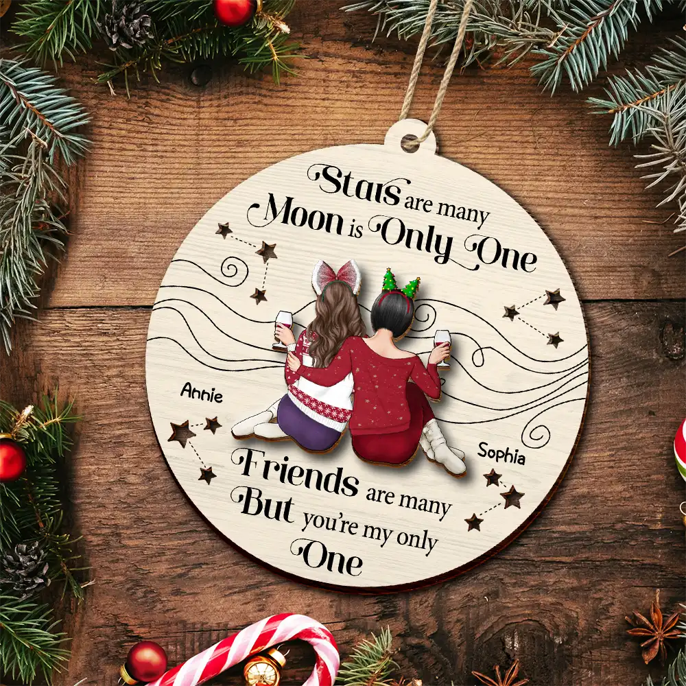 Christmas, Gift For Bestie, Happy - Best Friend You Are The Only One - Personalized 2-Layered Wooden Ornament