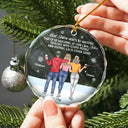 Gift For Bestie, Old Best friends, Gift For Sisters, Happy, Christmas - Best Friends Here's To Another Year Of Us - Personalized Circle Glass Ornament
