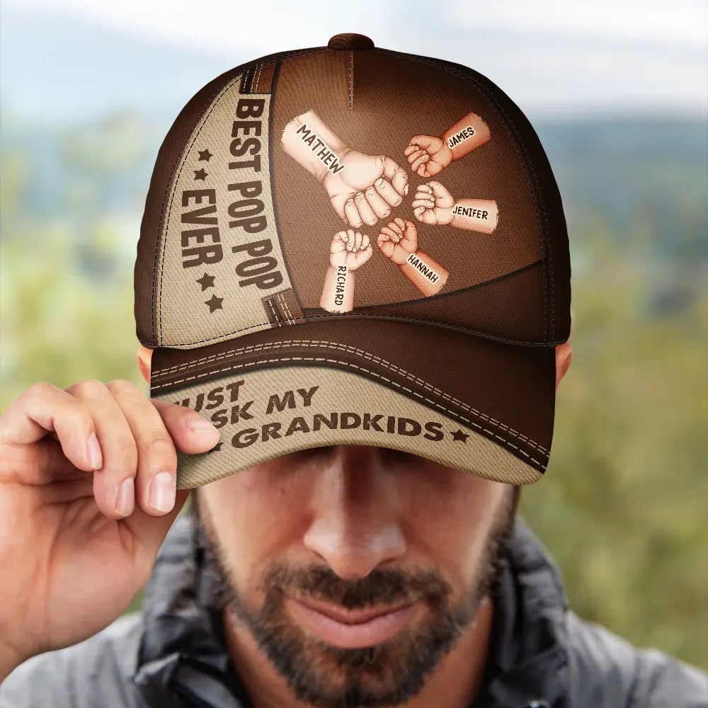 Gift For Grandpa, Grandpa - Grandkids, Gift For Father, Happy, Love, Dad - Children, Dad - Sons, Dad - Daughters (Young) - Best Grandpa Dad Ever - Personalized Classic Cap