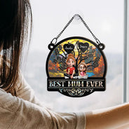 Gift For Mother,Love - Best Mom Ever - Personalized Window Hanging Suncatcher Ornament