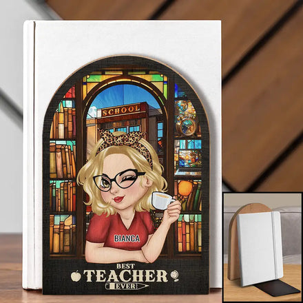 Meilleur professeur de tous les temps - Serre-livres en bois personnalisés