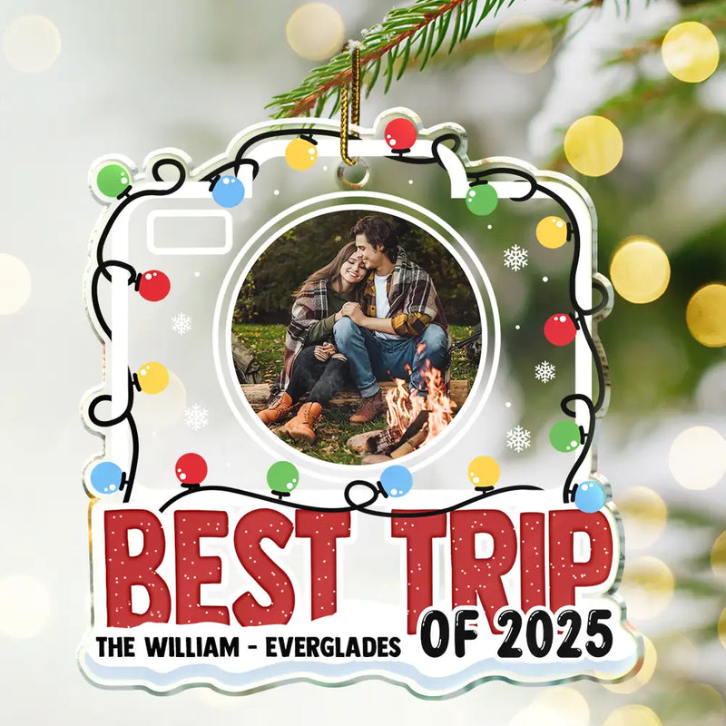Family,Love,Christmas,Custom Photo - Best Trip Of The Year - Personalized Custom Shaped Acrylic Ornament