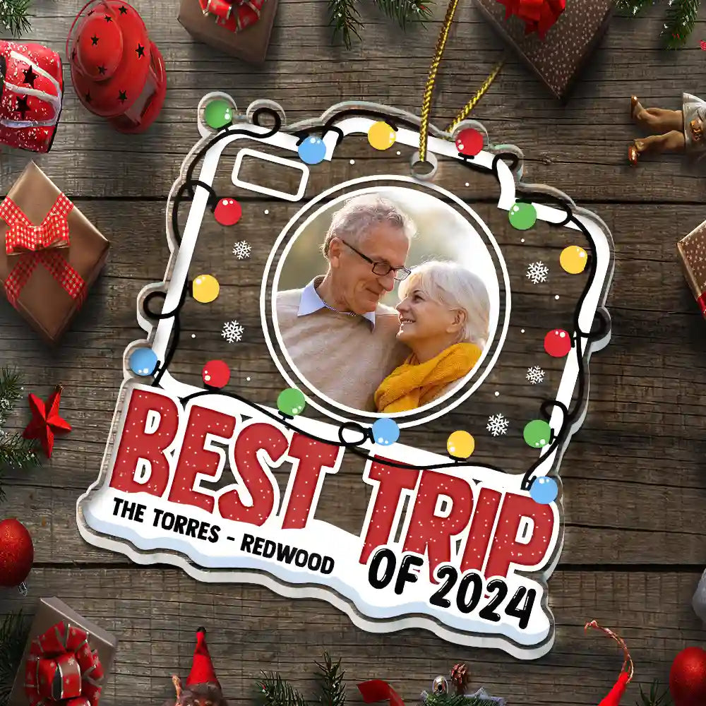 Family,Love,Christmas,Custom Photo - Best Trip Of The Year - Personalized Custom Shaped Acrylic Ornament