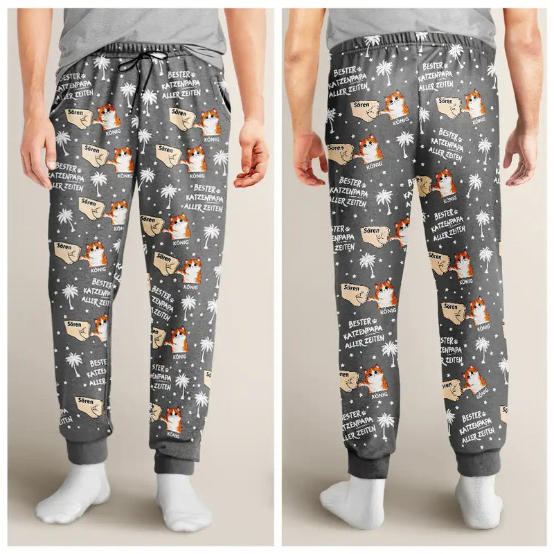Cat Lovers,Cat Mom,Cat Dad,Happy - Bester Katzenpapa Aller Zeiten - Personalisierte Pyjamahose