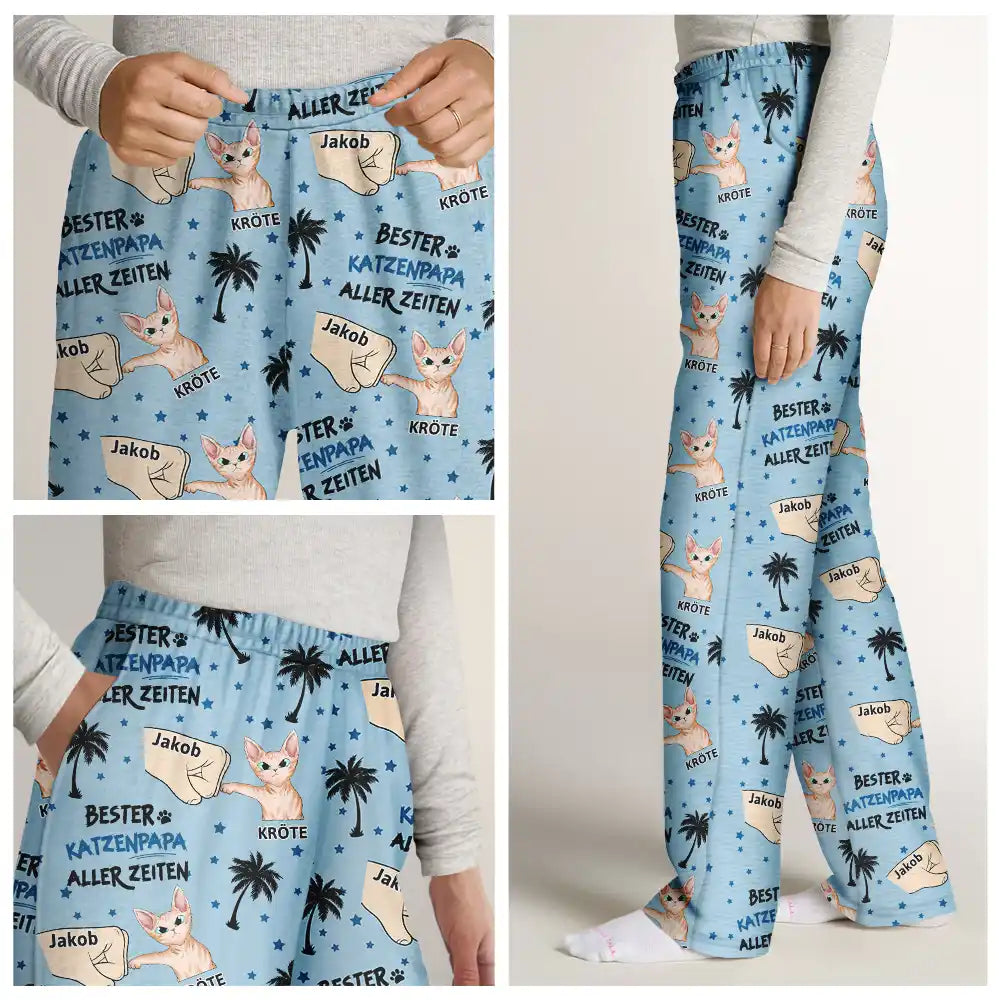 Cat Lovers,Cat Mom,Cat Dad,Happy - Bester Katzenpapa Aller Zeiten - Personalisierte Pyjamahose