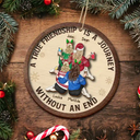 Gift For Bestie, Gift For Sisters, Gift For Women, Gifts For Colleagues, Happy, Christmas - Bestie A True Friendship Is A Journey Without An End - Personalized 2-Layered Wooden Ornament