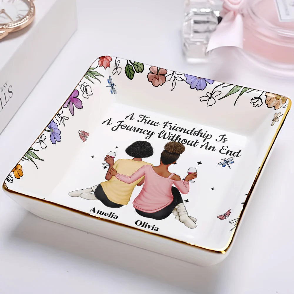 Bestie A True Friendship Is A Journey Without An End - Personalized Ring Dish