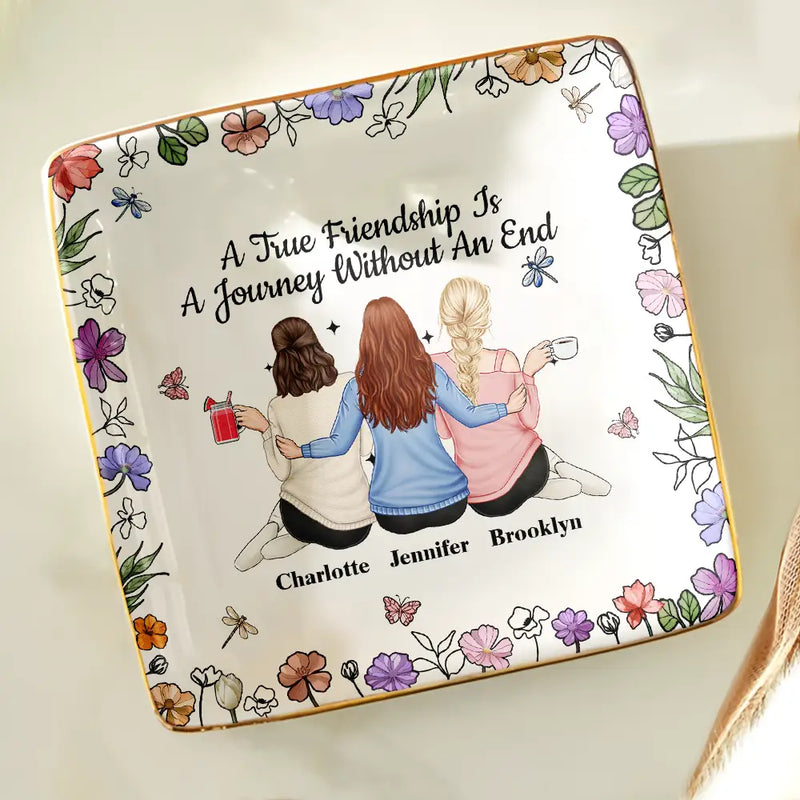 Bestie A True Friendship Is A Journey Without An End - Personalized Ring Dish