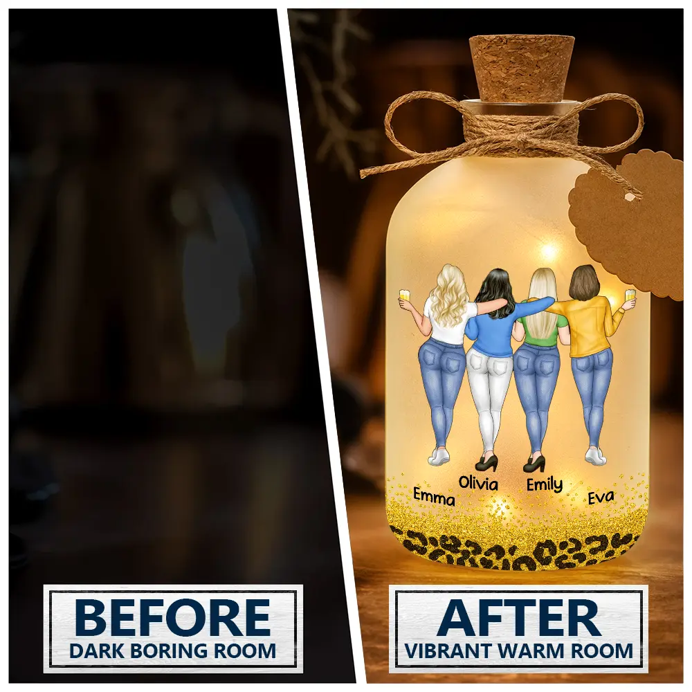 Gift For Bestie,Gifts For Colleagues,Gift For Sisters,Funny,Gift For Sibling - Bestie Because Of You I Laugh A Little Harder - Personalized Short Bottle Light