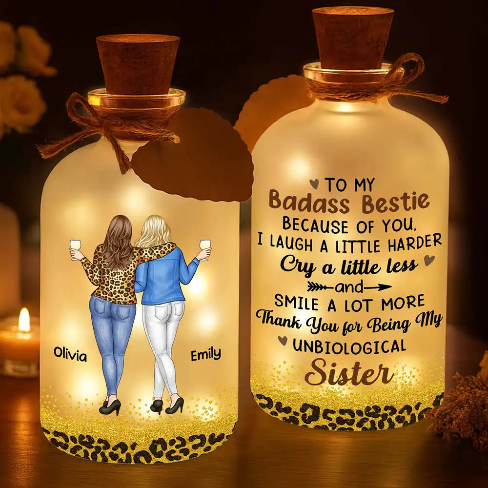 Bestie Because Of You I Laugh A Little Harder - Personalized Short Bottle Light